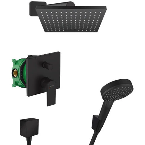 Hansgrohe Vernis Shape Conjunto De Ducha Todo En Uno Con Ducha Fija 230 + Teleducha De 2 Chorros, Negro Mate 3 Hansgrohe Vernis Shape Conjunto De Ducha Todo En Uno Con Ducha Fija 230 + Teleducha De 2 Chorros, Negro Mate