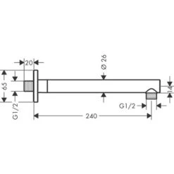 Hansgrohe Brazo De Ducha Varnish Shape M 1/2" 240 Mm, Negro Mate (26405670) -Hogar Baño Tienda 73098897 2
