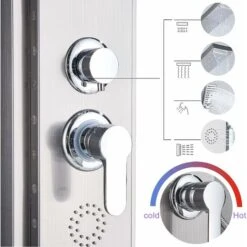 Panel De Ducha De Luz LED Con Sistema De Columna De Ducha De Chorro De Masaje SPA Para Baño,Niquel Pulido -Hogar Baño Tienda 73750506 3