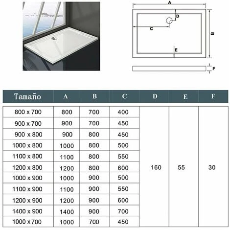 Plato De Ducha Cuadrado O Rectangular Para Mamparas De Baño 80x70cm 4 Plato De Ducha Cuadrado O Rectangular Para Mamparas De Baño 80x70cm - Imagen 2