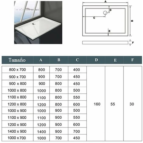 Plato De Ducha Cuadrado O Rectangular Para Mamparas De Baño 80x70cm 7 Plato De Ducha Cuadrado O Rectangular Para Mamparas De Baño 80x70cm - Imagen 5
