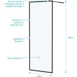 Mampara De Ducha 80x200 Cm - Estructura Negra Mate - DARK CONTOURING -Hogar Baño Tienda 74257518 4