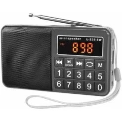 Radio Portátil, Radio FM Con Batería Recargable De Alta Capacidad (850 MAh), Color Negro 7 Radio Portátil, Radio FM Con Batería Recargable De Alta Capacidad (850 MAh), Color Negro -Hogar Baño Tienda 75006304 3