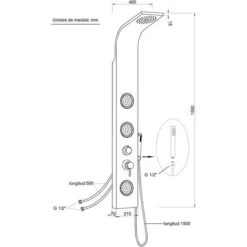 DP Grifería - Columna De Ducha Hidromasaje Para Baño (aluminio) Color Negro Modelo Santorini -Hogar Baño Tienda 7595224 5