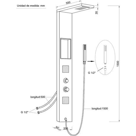 DP Grifería - Modelo Polinesia, Columna De Hidromasaje En Aluminio, Color Negro 7 DP Grifería - Modelo Polinesia, Columna De Hidromasaje En Aluminio, Color Negro - Imagen 5