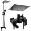 Set De Ducha - Cuadrado - Con Grifo Bañera - Y Ducha Rain 25cm - Negro -Hogar Baño Tienda 76153218 1