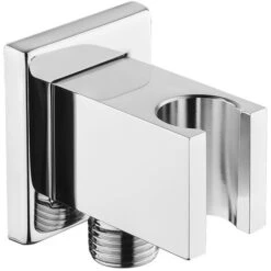 Cabezal De Ducha BR-Vie De Latón Cuadrado De 1/2" Conector De Manguera Cromado, Codo De Ducha Con Soporte, Accesorio De Arena Para Ducha De Mano
