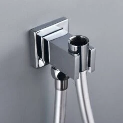 Cabezal De Ducha BR-Vie De Latón Cuadrado De 1/2" Conector De Manguera Cromado, Codo De Ducha Con Soporte, Accesorio De Arena Para Ducha De Mano -Hogar Baño Tienda 76780994 4