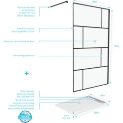 Pack Mampara De Ducha 120x195 Cm Y Plato De Ducha En Acrílico Blanco Efecto Piedra 120x80 Cm -Hogar Baño Tienda 77109224 4