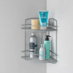 Rinconera Baño 2 Niveles Serie ONDA De Metaltex. Acabado Polytherm® Color Plateado -Hogar Baño Tienda 77160198 3