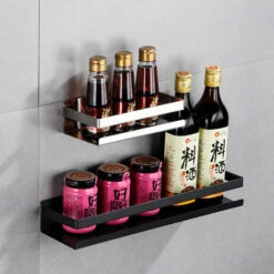 Estantes De Pared 40CM Estantes De Ducha De Baño Modernos SUS304 Acero Inoxidable Negro Mate, -Hogar Baño Tienda 77541275 5