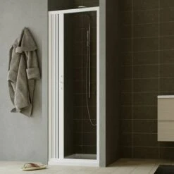 Puerta De Ducha Plegable De Pvc Reducible Reversible H 185 Cm Mod. Giglio Con Apertura Lateral 75 Cm -Hogar Baño Tienda 78175917 4