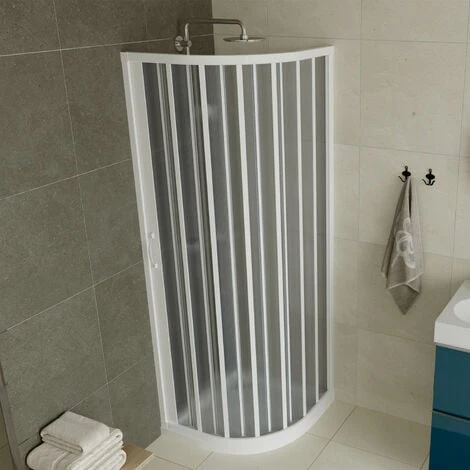 Mampara De Ducha Plegable Semicircular De Pvc Reducible Reversible H 185 Cm Mod. Loto Con Apertura Lateral 80x80 Cm 5 Mampara De Ducha Plegable Semicircular De Pvc Reducible Reversible H 185 Cm Mod. Loto Con Apertura Lateral 80x80 Cm - Imagen 3