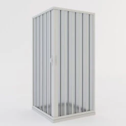 Mampara De Ducha Plegable De Esquina De Pvc Reducible Reversible H 185 Cm Mod. Aster Con Apertura Central 70x80 Cm