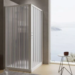 Mampara De Ducha Plegable De Esquina De Pvc Reducible Reversible H 185 Cm Mod. Aster Con Apertura Central 70x80 Cm -Hogar Baño Tienda 78175997 3