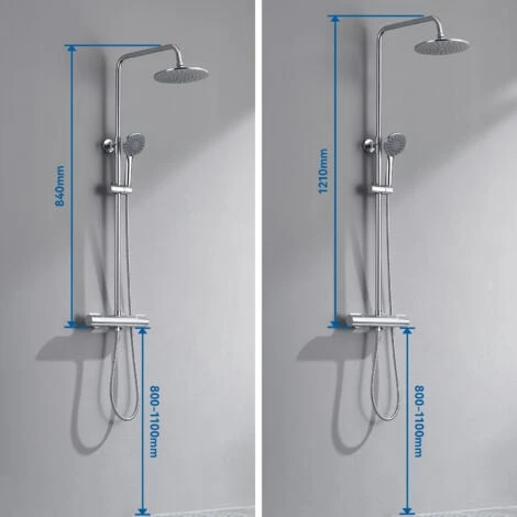 Columna De Ducha Termostática Con Grifo Redondo Sistema De Ducha Antiquemaduras Con 9 Pulgadas Ducha De Lluvia Y 3 Funciones Ducha De Mano Con Boquillas Anticalcárea, Altura Ajustable 800mm-1100mm 4 Columna De Ducha Termostática Con Grifo Redondo Sistema De Ducha Antiquemaduras Con 9 Pulgadas Ducha De Lluvia Y 3 Funciones Ducha De Mano Con Boquillas Anticalcárea, Altura Ajustable 800mm-1100mm - Imagen 2