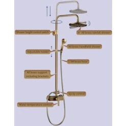 Auralum Columna De Ducha En Acero Inoxidable Con Dos Salidas De Tipo Lluvia Y Castada -Hogar Baño Tienda 78944056 3