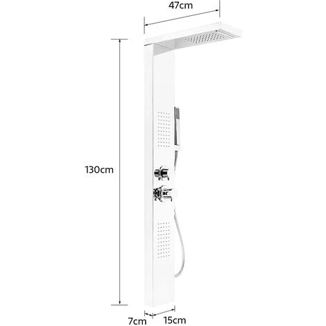 Columna De Ducha con 4 Jets De Hidromasaje, Con Ducha De Mano,Acero Inoxidable - Plata 7 Columna De Ducha con 4 Jets De Hidromasaje, Con Ducha De Mano,Acero Inoxidable - Plata - Imagen 5