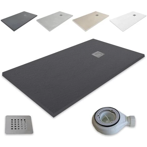 PLATO DE DUCHA RESINA EXTRAPLANO Outletaseo® - ANTIDESLIZANTE TEXTURA PIZARRA -【60x60 Cm, NEGRO RAL-9005】- Incluye Válvula Desagüe+Rejilla 3 PLATO DE DUCHA RESINA EXTRAPLANO Outletaseo® - ANTIDESLIZANTE TEXTURA PIZARRA -【60x60 Cm, NEGRO RAL-9005】- Incluye Válvula Desagüe+Rejilla