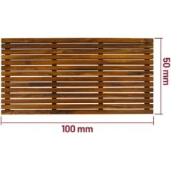 PrixPrime - Tarima Ideal Para Ducha Y Baño De Diseño Rectangular De 100 X 50 Cm De Madera Teca Certificada -Hogar Baño Tienda 82140323 4