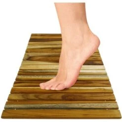 PrixPrime - Tarima Ideal Para Ducha Y Baño De Diseño Enrollable De 60 X 40 Cm De Madera Teca Certificada -Hogar Baño Tienda 82140557 5