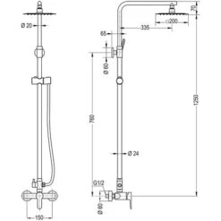 Columna De Ducha Monomando Modelo SIO Tubo Redondo Extensible Regulable En Altura De 80 A 120 Cm. Incluye Ducha De Mano Y Rociador Con Diseño Cuadrado -Hogar Baño Tienda 8253481 4