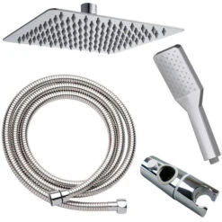 Columna De Ducha Monomando Cuadrada Modelo DUA Con Repisa Integrada, Tubo Redondo Extensible Regulable En Altura De 80 A 120 Cm. Ducha Mano Hidromasaje Y Rociador Cuadrados -Hogar Baño Tienda 8253487 4