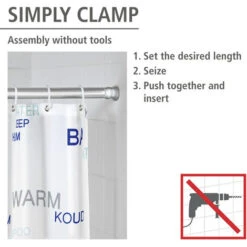 WENKO Barra Para Cortina Baño Telescópica Cromada 11 - 185 Cm -Hogar Baño Tienda 8415517 4