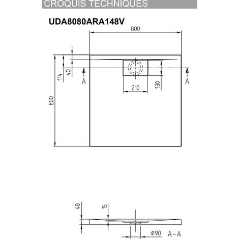 Villeroy & Boch Plato De Ducha Architectura Metalrim, 800 X 800 X 48 Mm, Blanco (UDA8080ARA148V-01) 5 Villeroy & Boch Plato De Ducha Architectura Metalrim, 800 X 800 X 48 Mm, Blanco (UDA8080ARA148V-01) - Imagen 3