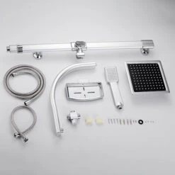 Columna De Ducha, Kit De Ducha Combinado Con Ducha De Mano, Con Bandeja Para El Jabón, Aleación De Aluminio 20X47X106cm -Hogar Baño Tienda 86740006 5