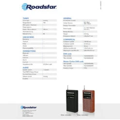 Roadstar TRA-1230BK Radio Portátil FM Analógica, Funciona A Pilas, Toma De Auriculares Transistor Pequeño Y Ligero Negro -Hogar Baño Tienda 87083995 3