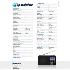 Roadstar TRA-2340PSW Radio Portátil Digital Multibanda AM / FM / SW Funciona A Red /Pilas, Toma Auriculares, Pequeña Negro -Hogar Baño Tienda 87084020 3