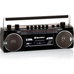 Roadstar RCR-3025EBT/BK Radio Cassette Vintage Años 80 Portátil Multibanda AM /FM /SW Reproductor Grabador A Cinta, USB Negro