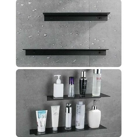 Estante De Baño, Estante De Baño Negro Estantes Flotantes De Aluminio Que Ahorran Espacio Estante De Almacenamiento Tocador Estante De Pared 4 Estante De Baño, Estante De Baño Negro Estantes Flotantes De Aluminio Que Ahorran Espacio Estante De Almacenamiento Tocador Estante De Pared - Imagen 2