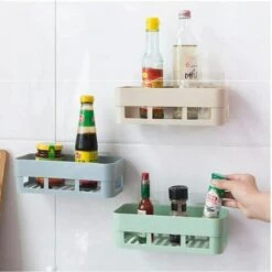 Estantes De Almacenamiento Para Baño, Cestas Rectangulares Autoadhesivas A Prueba De Herrumbre, Estante De Ducha Sin Perforación Para Jabón De Champú (azul Claro, Verde Claro, Rosa Claro) -Hogar Baño Tienda 87701780 5