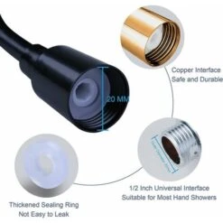 Manguera De Ducha, Manguera De Ducha De Espuma Con Conector De Cobre, Manguera De Resorte Telescópica, Manguera Retráctil Para Ducha De Mano, Inodoro Y Bidé (3M Negro),——FVO -Hogar Baño Tienda 88281642 3