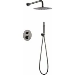 Conjunto De Ducha Termostático Empotrado Monza Black Gun Metal [ IMEX® ]