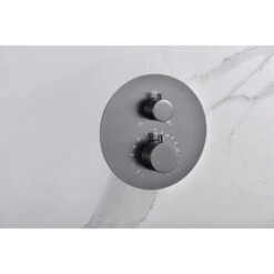 Conjunto De Ducha Termostático Empotrado Monza Black Gun Metal [ IMEX® ] -Hogar Baño Tienda 88500709 5