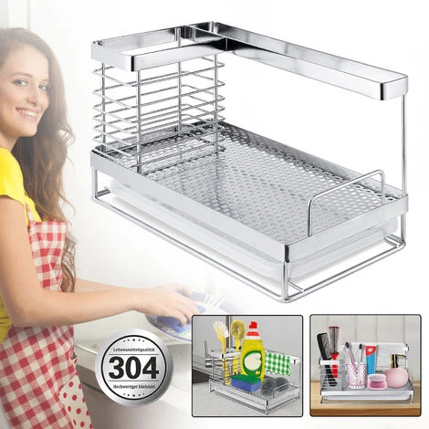 Estanterías Y Cestas De Ducha Organizador De Fregadero Bandeja De Cocina De Acero Inoxidable Portaesponjas Organizador De Lavabo Caddy HENGMEI 3 Estanterías Y Cestas De Ducha Organizador De Fregadero Bandeja De Cocina De Acero Inoxidable Portaesponjas Organizador De Lavabo Caddy HENGMEI