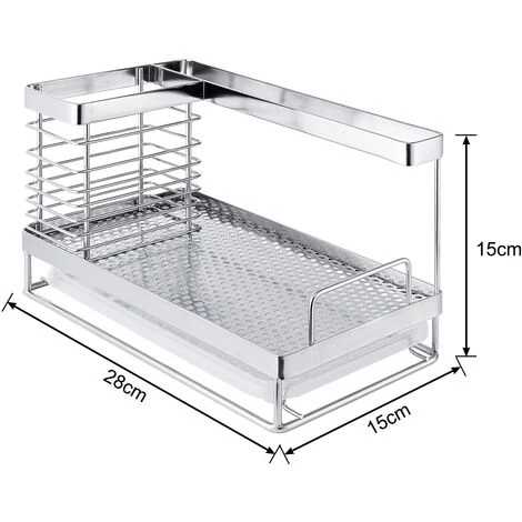 Estanterías Y Cestas De Ducha Organizador De Fregadero Bandeja De Cocina De Acero Inoxidable Portaesponjas Organizador De Lavabo Caddy HENGMEI 4 Estanterías Y Cestas De Ducha Organizador De Fregadero Bandeja De Cocina De Acero Inoxidable Portaesponjas Organizador De Lavabo Caddy HENGMEI - Imagen 2