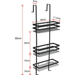 Estanterías Y Cestas De Ducha Estante De Baño Estante De Ducha Sin Taladrar Para Mamparas De Ducha 3 Estante Colgante De Ducha, Negro HENGMEI -Hogar Baño Tienda 88769257 2