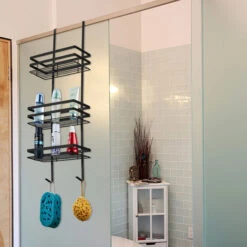 Estanterías Y Cestas De Ducha Estante De Baño Estante De Ducha Sin Taladrar Para Mamparas De Ducha 3 Estante Colgante De Ducha, Negro HENGMEI -Hogar Baño Tienda 88769257 4