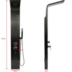 Panel De Ducha Columna De Ducha,Columna Ducha Hidromasaje,Acero Inoxidable,con Ducha De Mano Y 4 Boquillas De Masaje Grandes, Negro -Hogar Baño Tienda 88828362 5