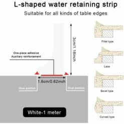 LITZEEBarrera De Inundación Sello De Barra De Umbral Tira De Puerta Interior Plegable Mampara De Baño De Ducha Para Separación Húmeda Y Seca Adecuado Para Cocina Y Baño (100 Cm, Blanco) -Hogar Baño Tienda 88934469 2