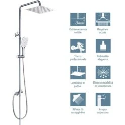DALMO Columna Ducha, Sistema De Ducha Con Alcachofa, Conjunto Ducha Regulable Metal Completo Con 3 Cabezales De Ducha, Grifo Ducha De Altura Adjustable, Conjunto Combinado De Ducha De ángulo Cariable -Hogar Baño Tienda 89048011 2