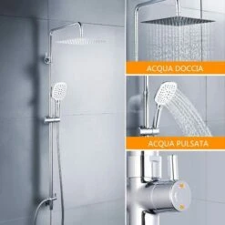 DALMO Columna Ducha, Sistema De Ducha Con Alcachofa, Conjunto Ducha Regulable Metal Completo Con 3 Cabezales De Ducha, Grifo Ducha De Altura Adjustable, Conjunto Combinado De Ducha De ángulo Cariable -Hogar Baño Tienda 89048011 4