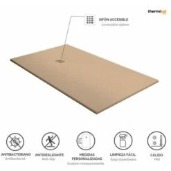 Plato De Ducha Resina - Ancho 70 - Moka Ral-1019 - 70x80 Cm -Hogar Baño Tienda 89142109 4