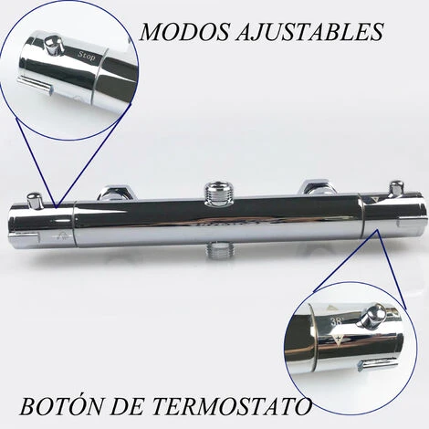 Aica Columna Ducha Cromada Con Grifo Termostático 38°C, Ducha De Baño, Rociador Cuadrado Con Manguera Cromada Plata Brillante, Ducha Lluvia, 80-116 Cm 6 Aica Columna Ducha Cromada Con Grifo Termostático 38°C, Ducha De Baño, Rociador Cuadrado Con Manguera Cromada Plata Brillante, Ducha Lluvia, 80-116 Cm - Imagen 4