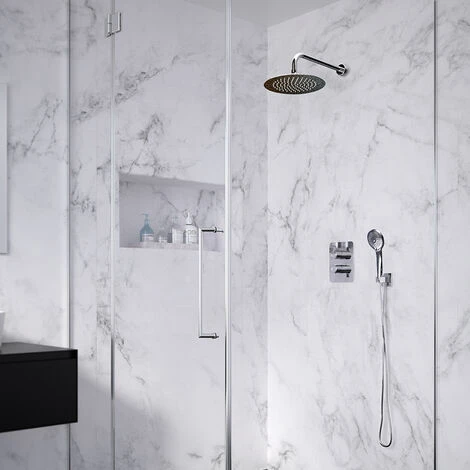 Blautherm, Conjunto Termostático Empotrado Metálico 2 Vías Con Soporte, Toma De Agua, Teleducha Y Rociador Ø240mm Cromado 4 Blautherm, Conjunto Termostático Empotrado Metálico 2 Vías Con Soporte, Toma De Agua, Teleducha Y Rociador Ø240mm Cromado - Imagen 2