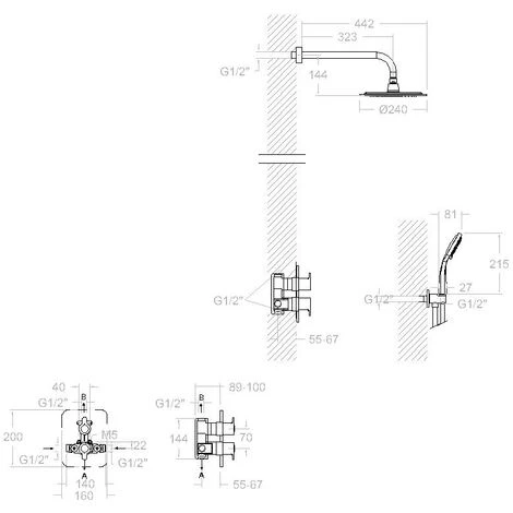 Blautherm, Conjunto Termostático Empotrado Metálico 2 Vías Con Soporte, Toma De Agua, Teleducha Y Rociador Ø240mm Cromado 5 Blautherm, Conjunto Termostático Empotrado Metálico 2 Vías Con Soporte, Toma De Agua, Teleducha Y Rociador Ø240mm Cromado - Imagen 3